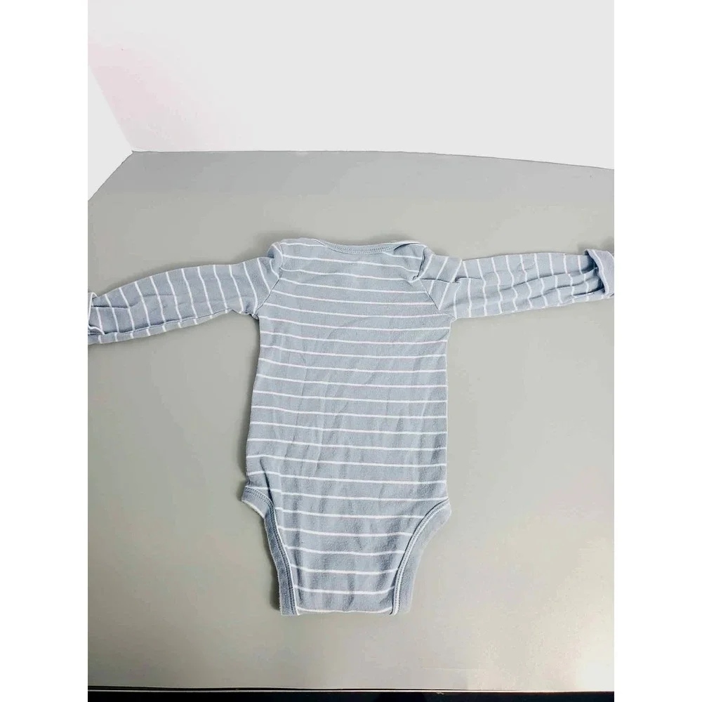 Carters Baby Bodysuit 3M‎ Blue White Stripe Long Sleeve Onesie